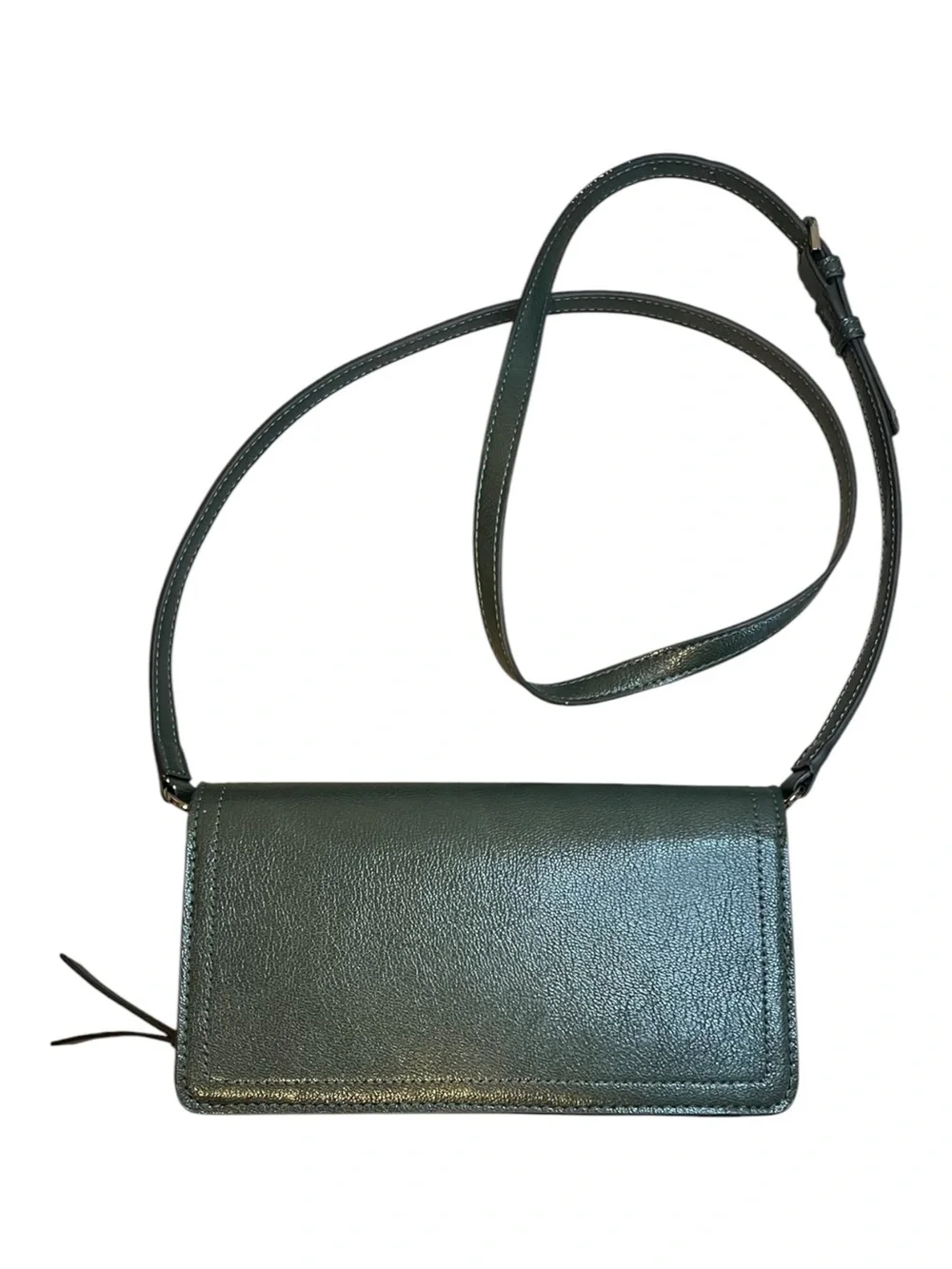 Calvin Klein Green Textured Leather Wallet on a String Crossbody Bag